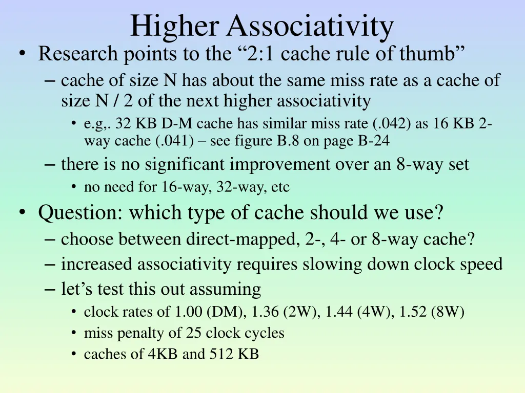 higher associativity research points