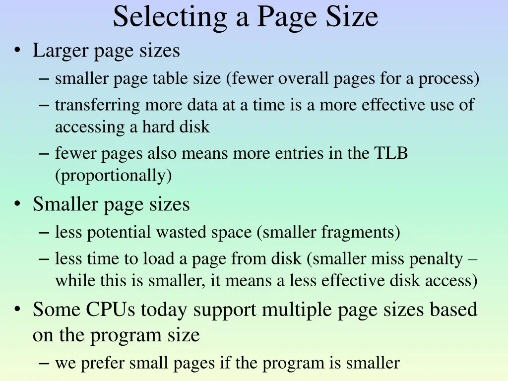 selecting a page size larger page sizes smaller