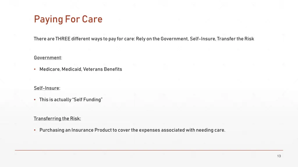 paying for care