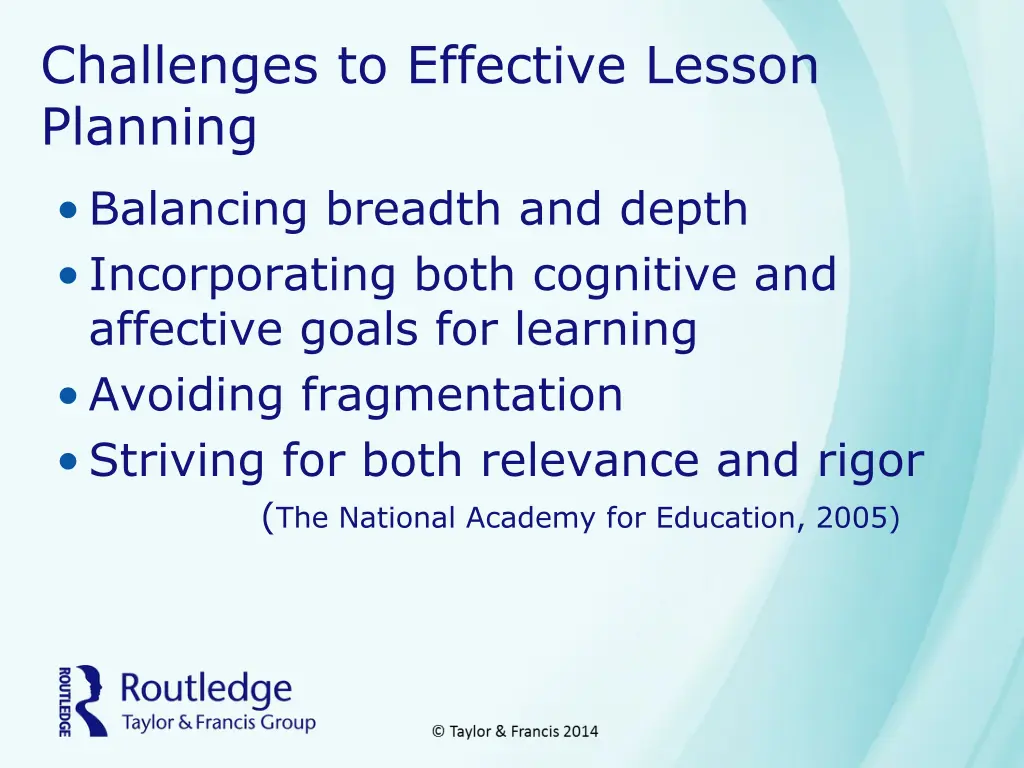 challenges to effective lesson planning