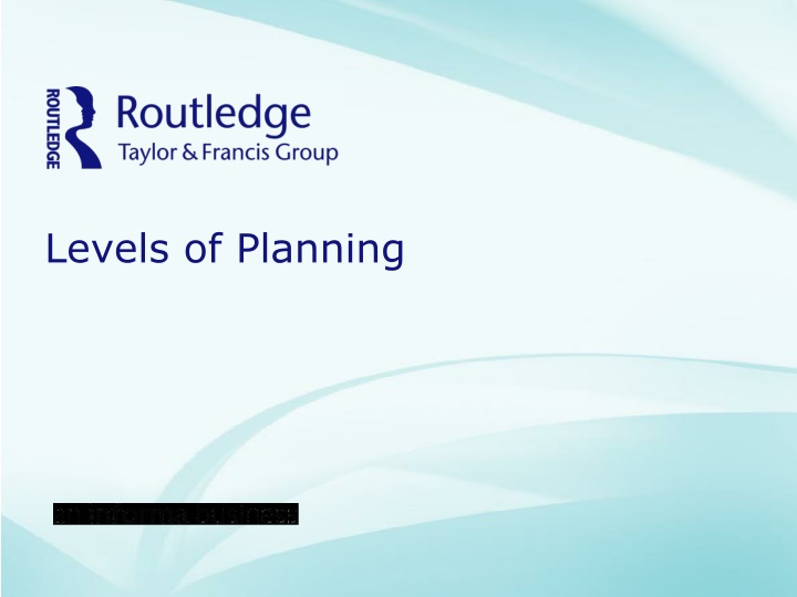 levels of planning