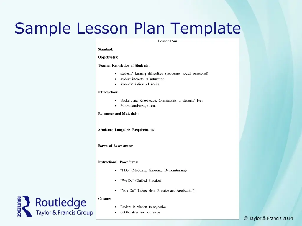 sample lesson plan template