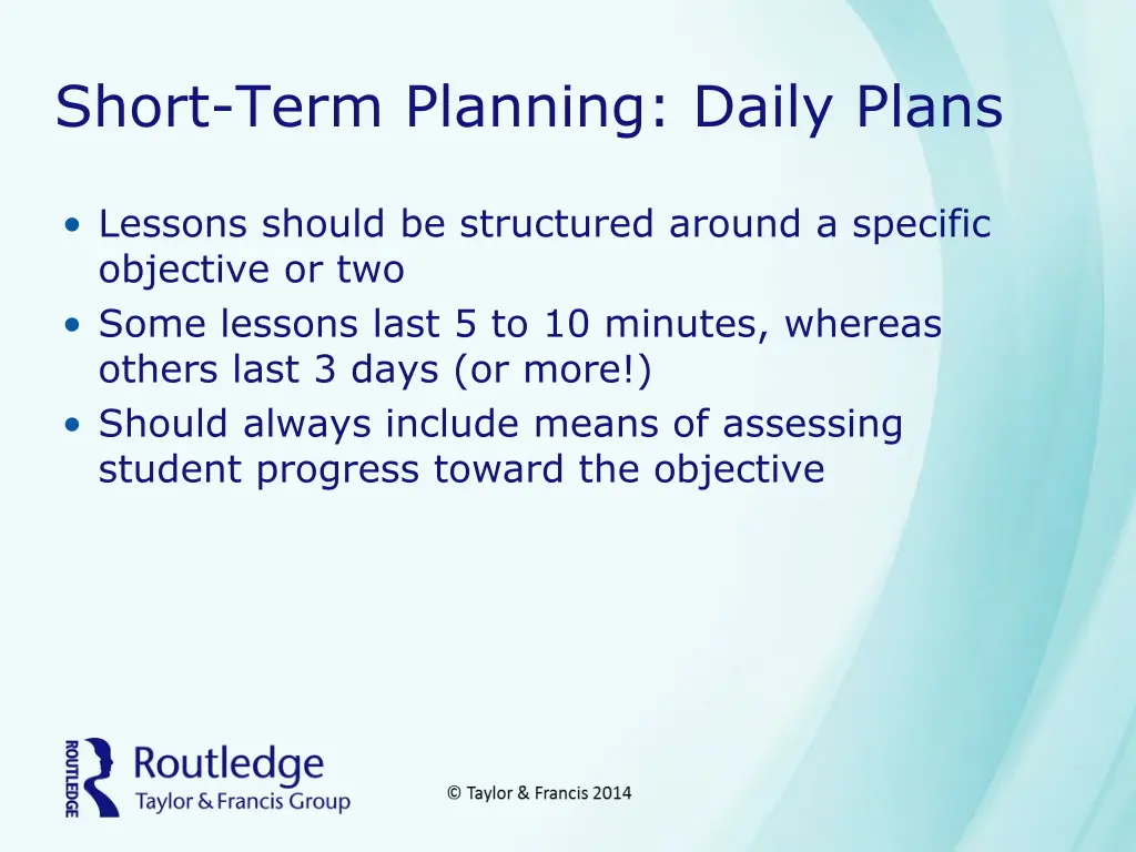 short term planning daily plans