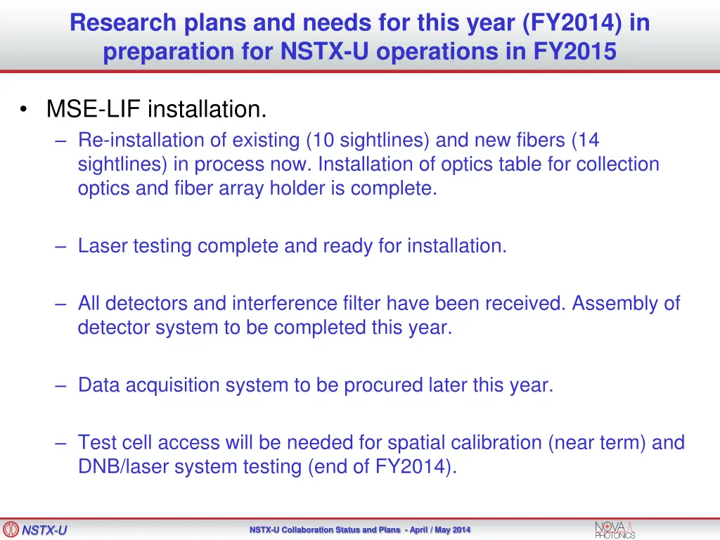 research plans and needs for this year fy2014 1