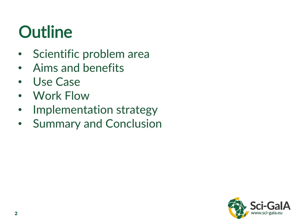 outline outline scientific problem area aims