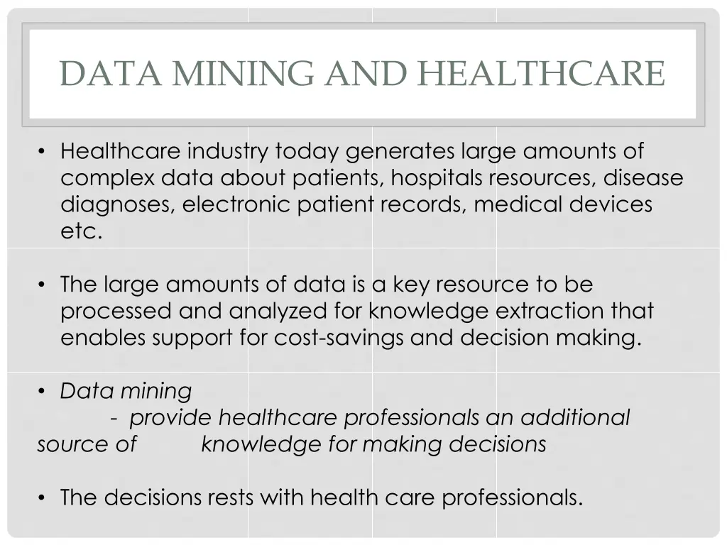 data mining and healthcare