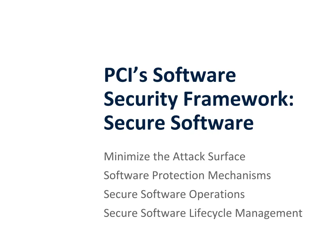 pci s software security framework secure software