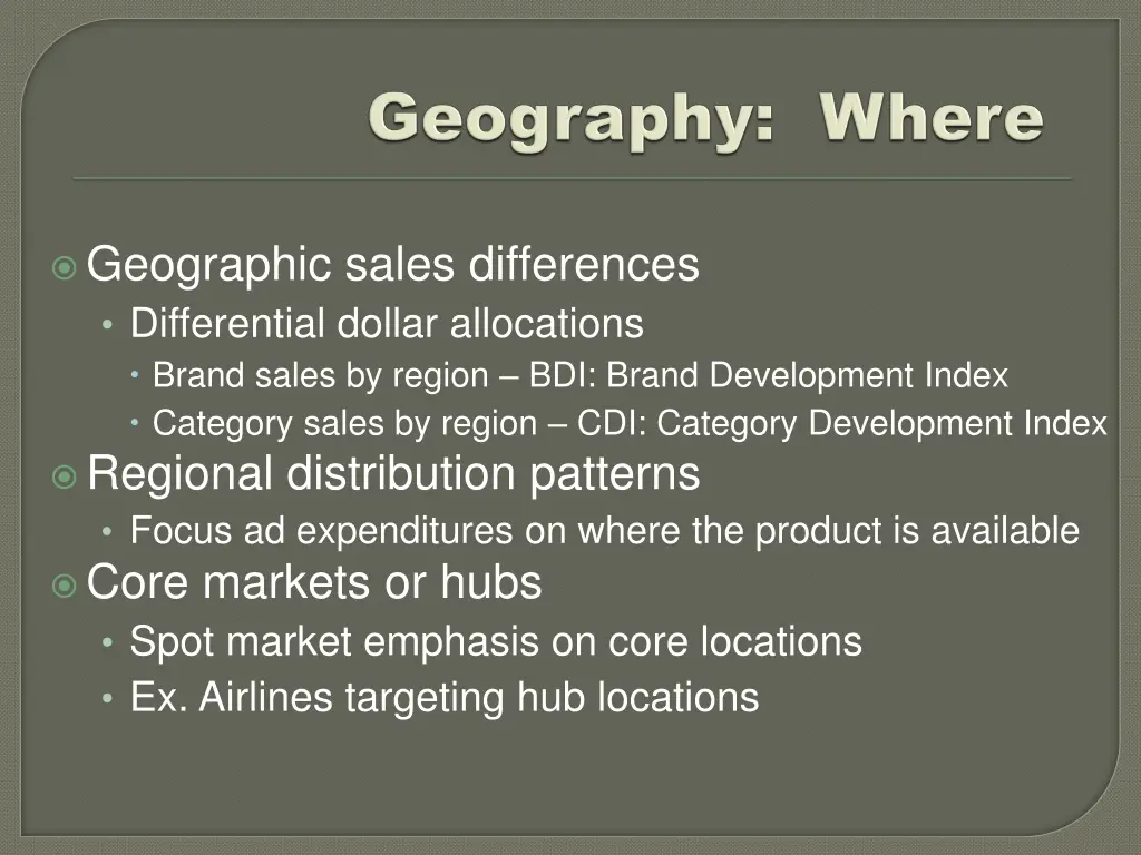 geographic sales differences differential dollar