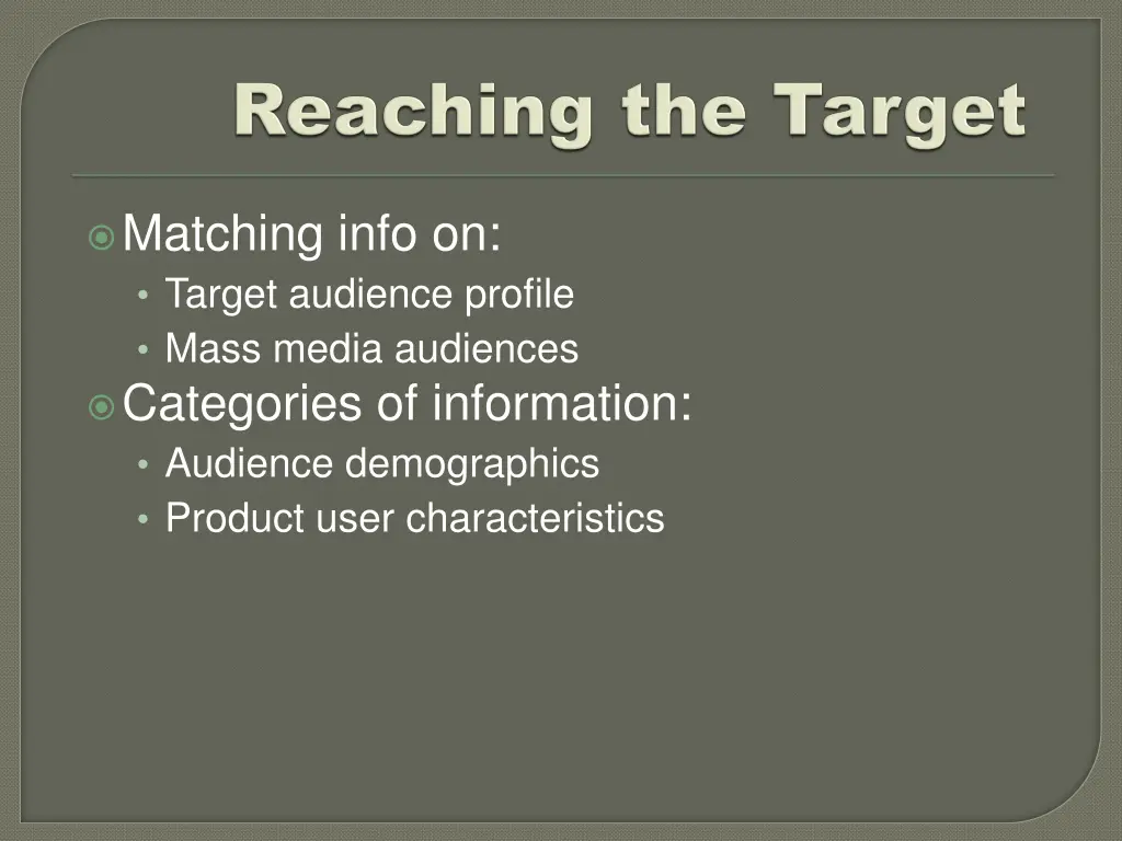 matching info on target audience profile mass