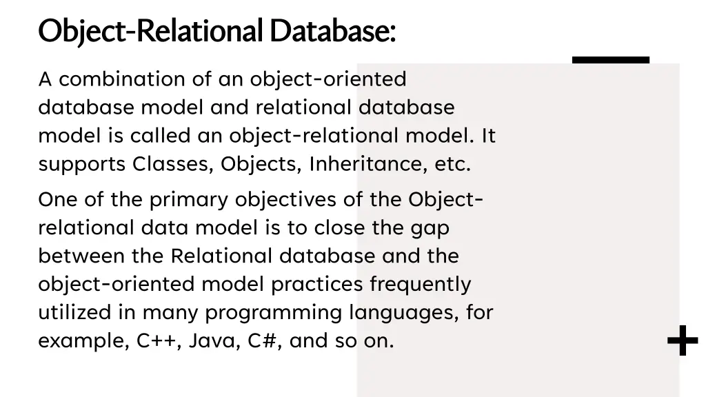 object object relational database relational