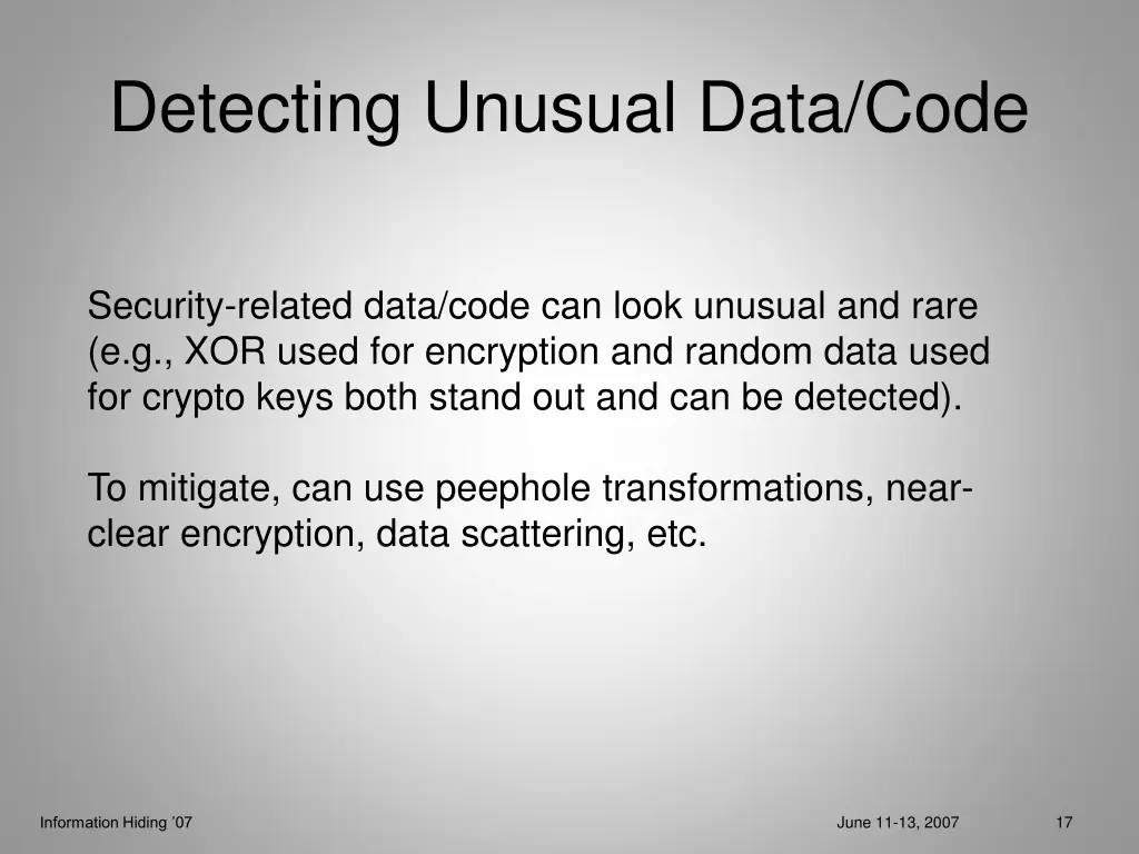 detecting unusual data code