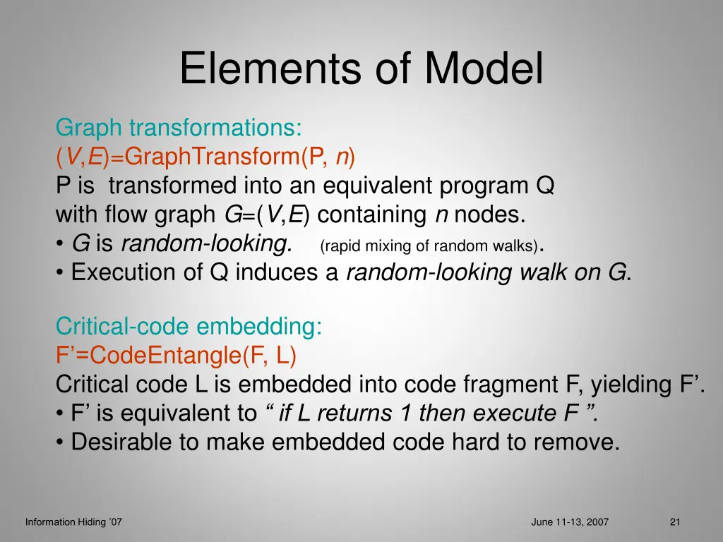 elements of model 1