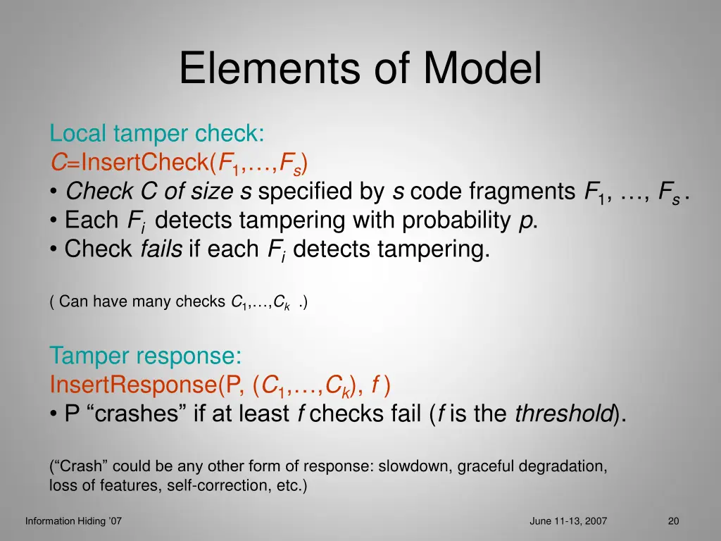 elements of model