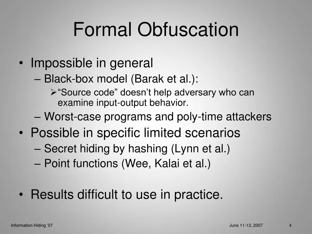 formal obfuscation