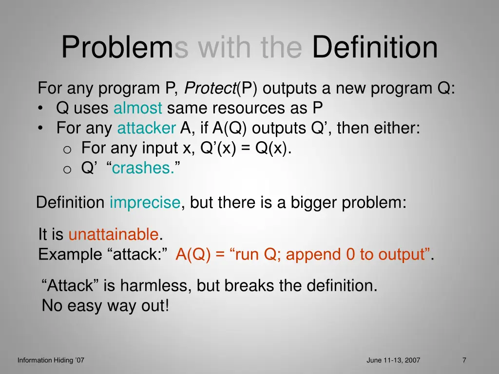 problems with the definition