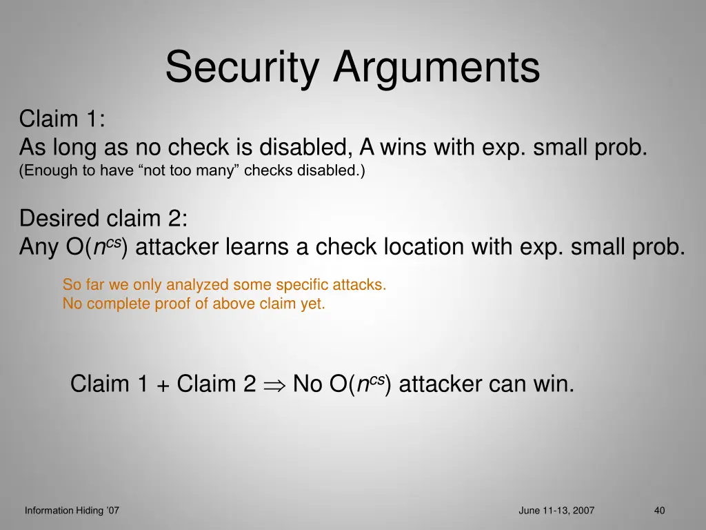 security arguments 1