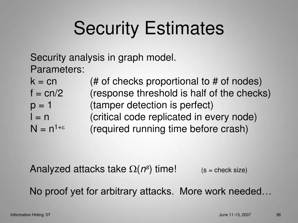 security estimates