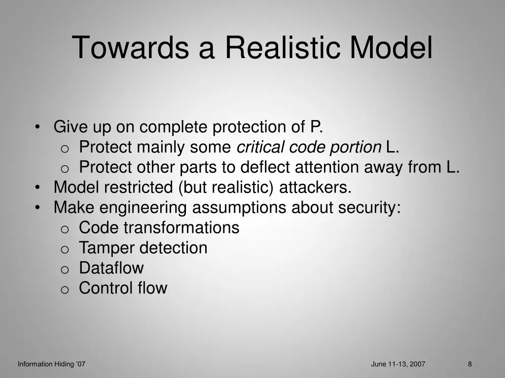 towards a realistic model