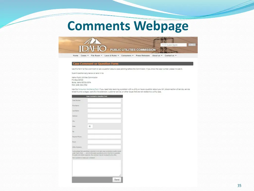 comments webpage