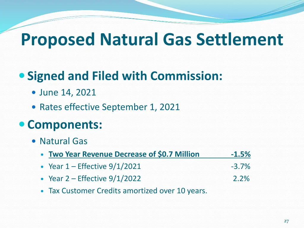 proposed natural gas settlement