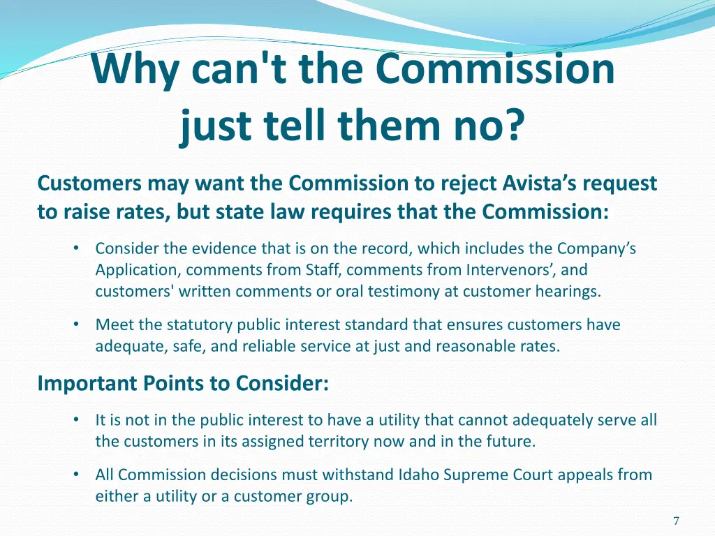 why can t the commission just tell them no