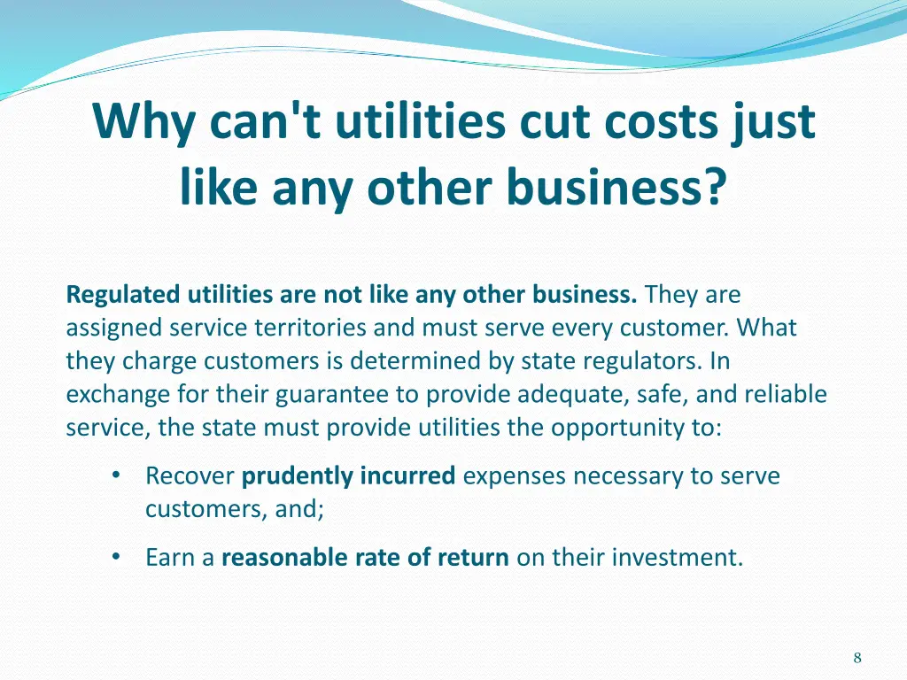 why can t utilities cut costs just like any other