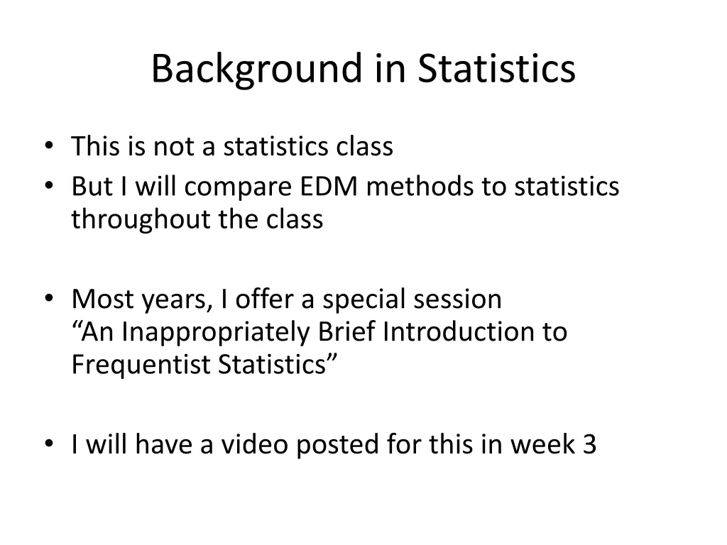 background in statistics