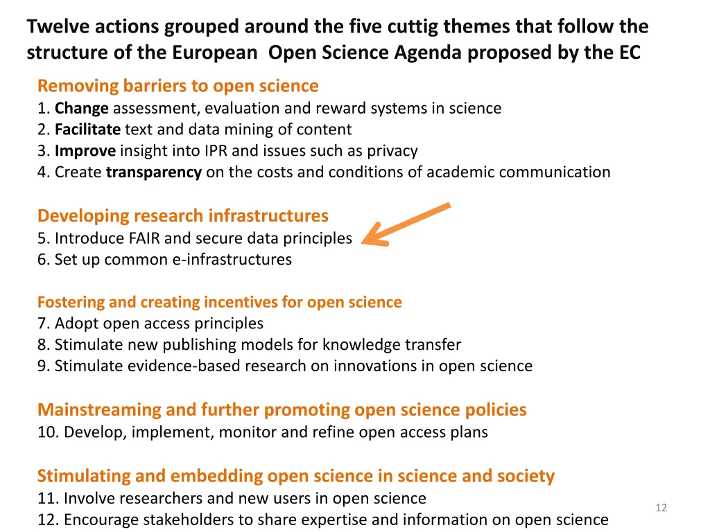 twelve actions grouped around the five cuttig