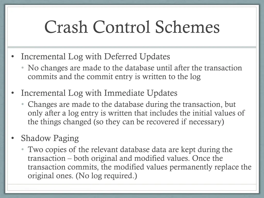 crash control schemes