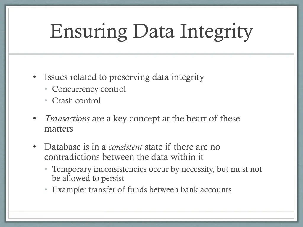 ensuring data integrity