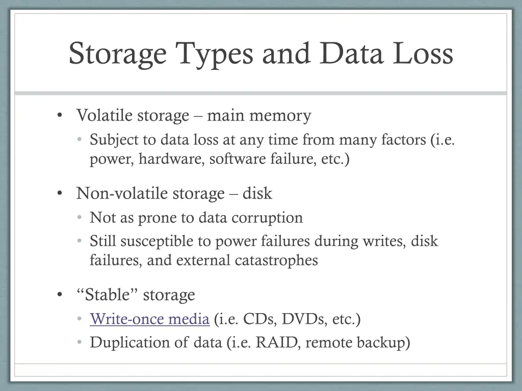 storage types and data loss
