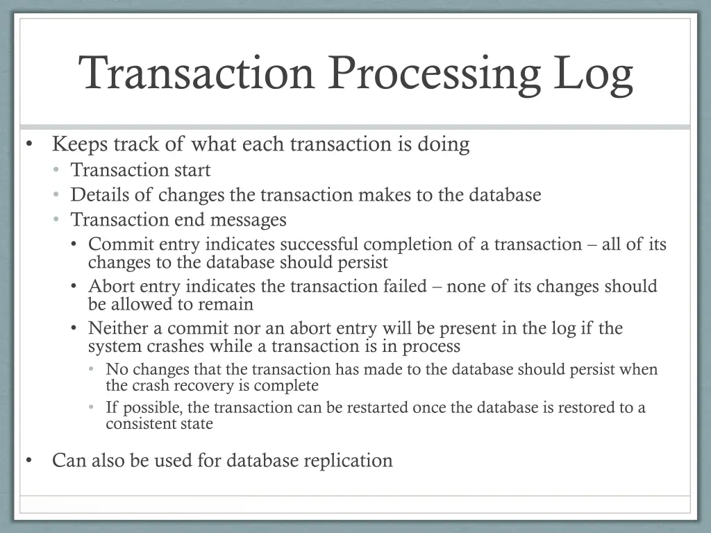 transaction processing log