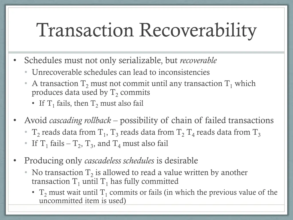 transaction recoverability