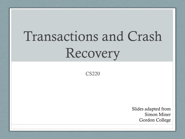 transactions and crash recovery