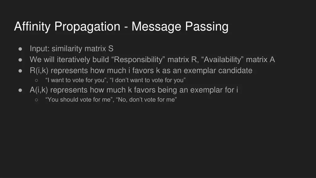 affinity propagation message passing
