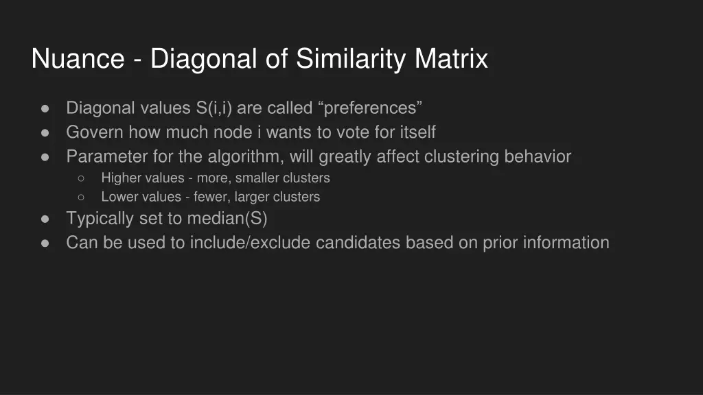 nuance diagonal of similarity matrix