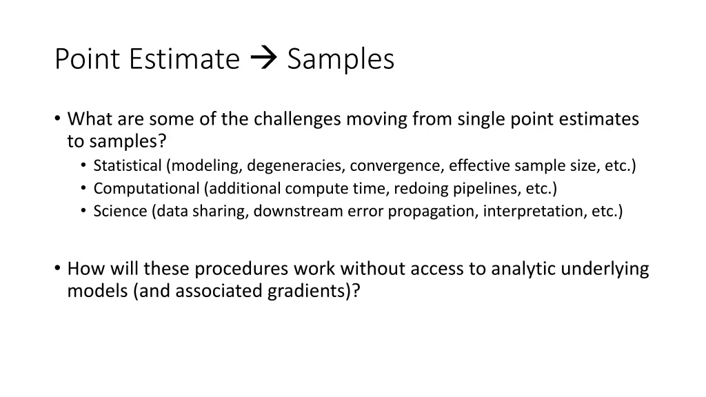 point estimate samples