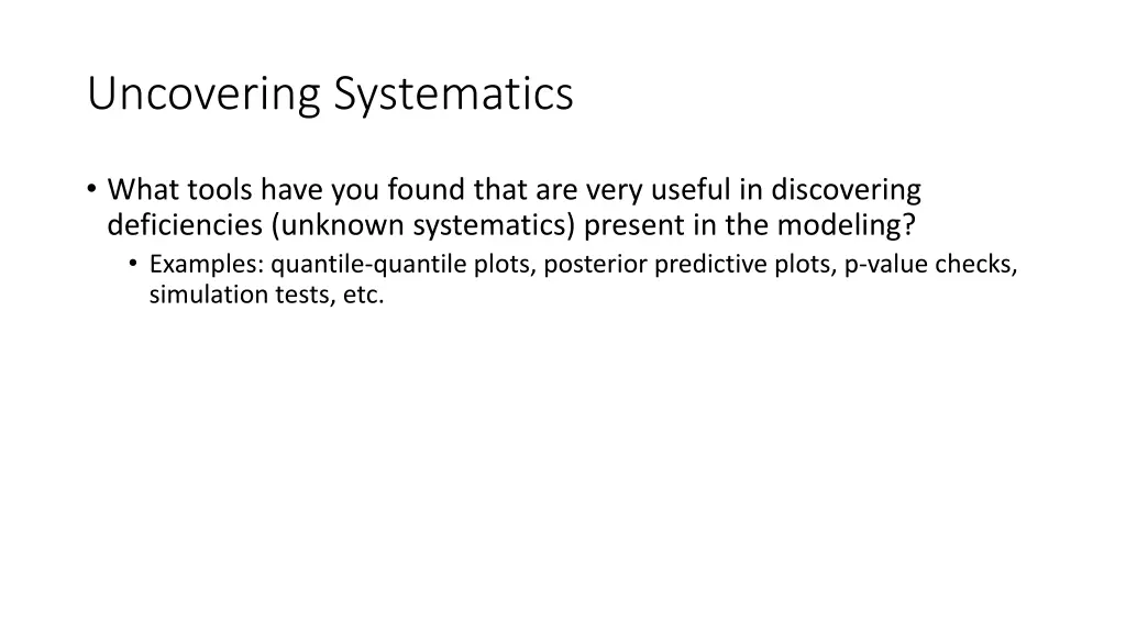 uncovering systematics