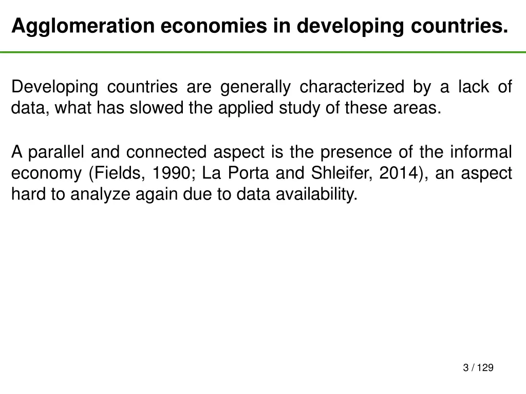 agglomeration economies in developing countries 1