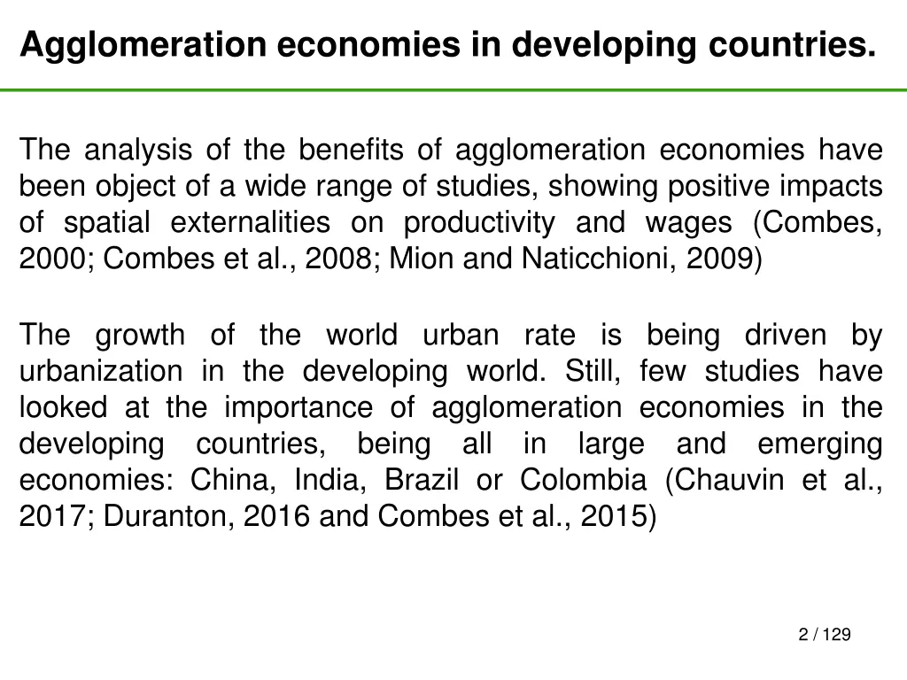 agglomeration economies in developing countries