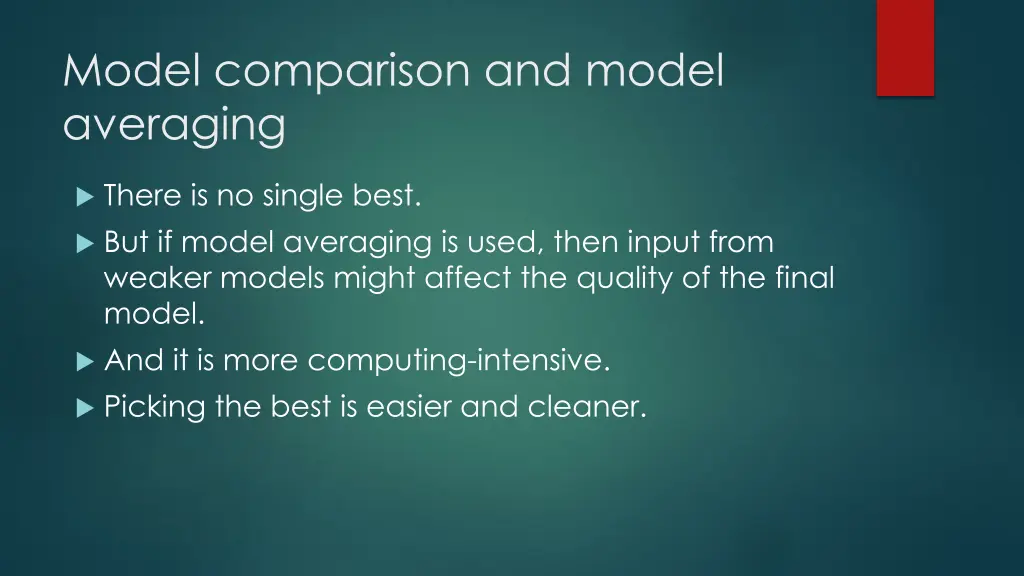 model comparison and model averaging