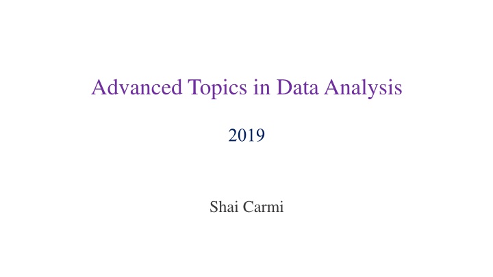 advanced topics in data analysis