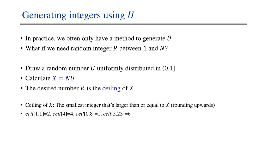 generating integers using