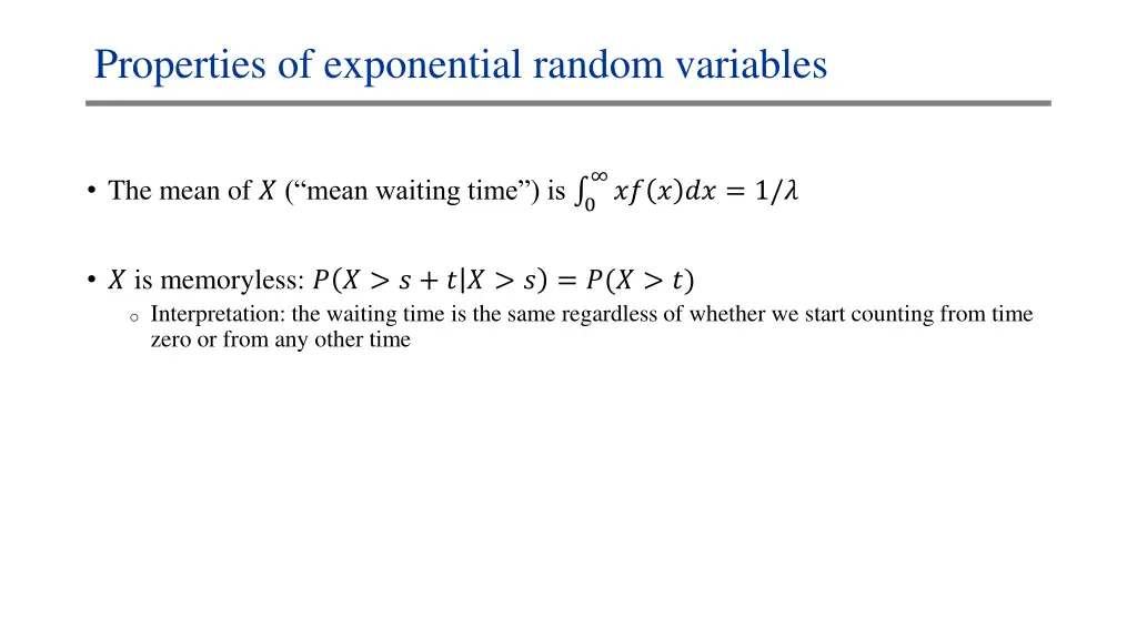 properties of exponential random variables