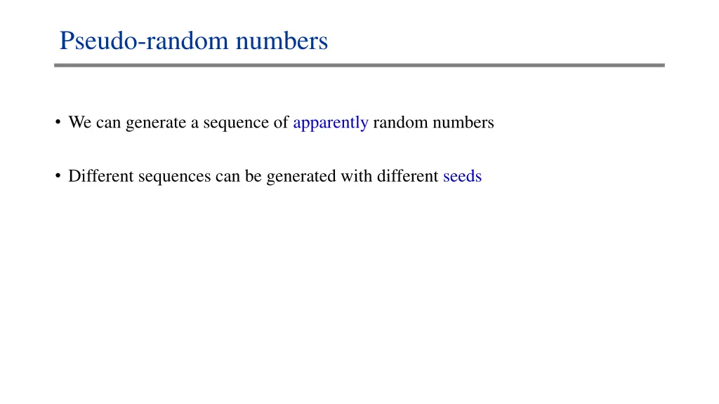 pseudo random numbers