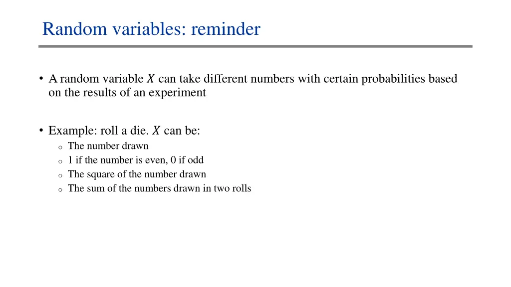 random variables reminder