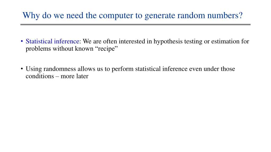 why do we need the computer to generate random