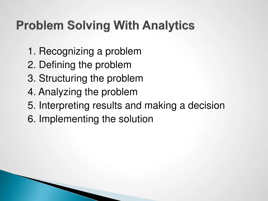 1 recognizing a problem 2 defining the problem