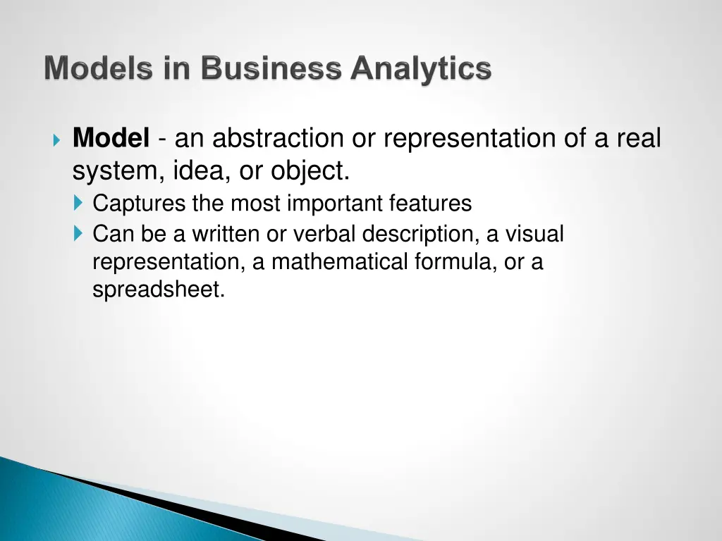 model an abstraction or representation of a real
