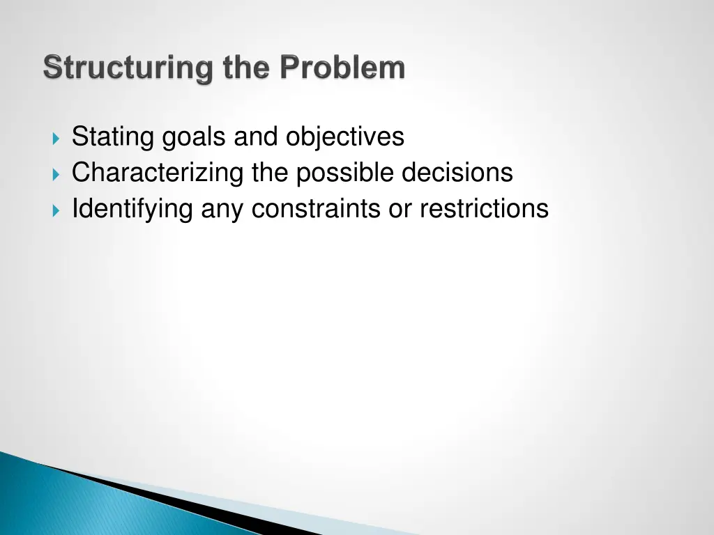 stating goals and objectives characterizing